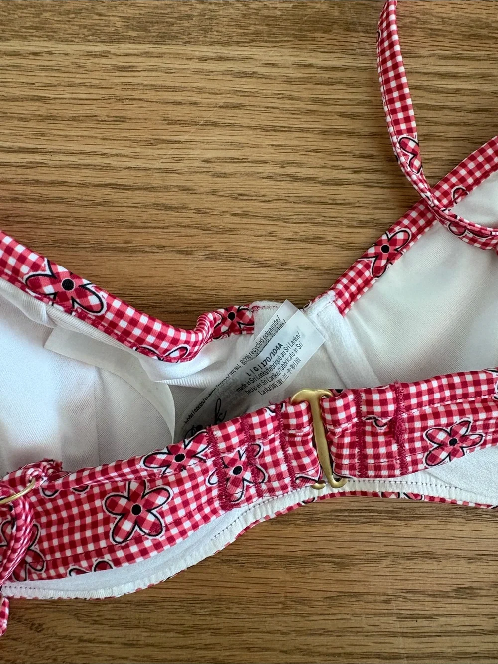 Frankie's Bikinis Red Gingham Floral Two-Piece Bikini